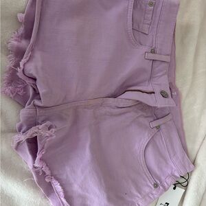 7 For All Mankind Lilac Frayed Jean Shorts